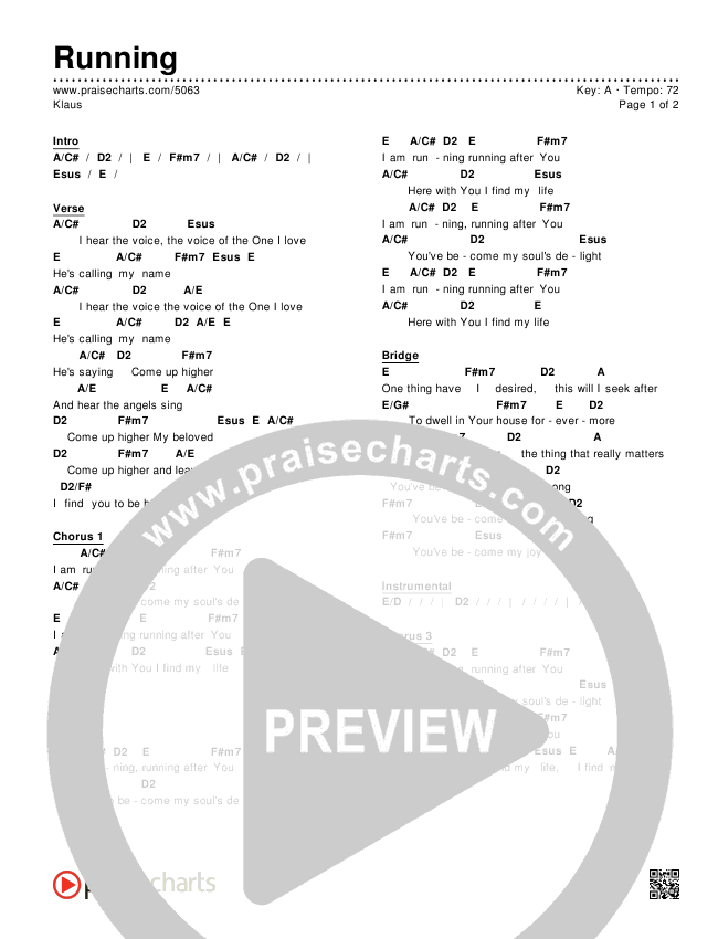 Running Chords PDF (Klaus) PraiseCharts