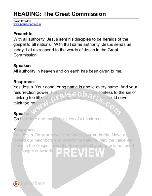 The Great Commission (Reading) Reading (David Bowden Readings)