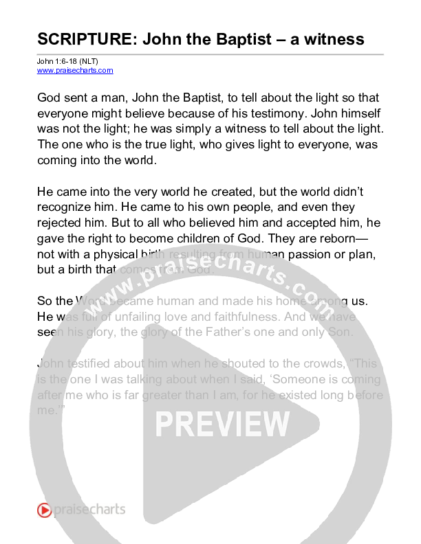 John The Baptist - A Witness (John 1) Reading (Scripture)