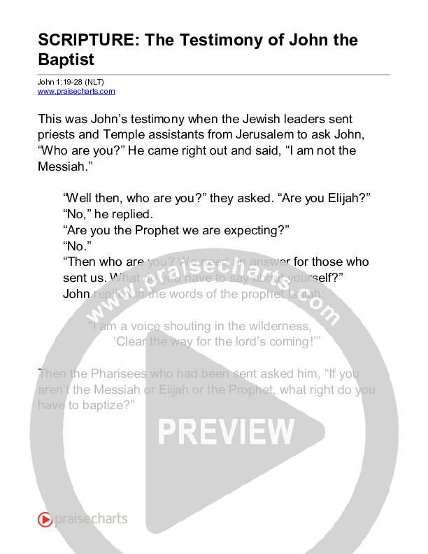 The Testimony Of John The Baptist (John 1) Reading (Scripture)