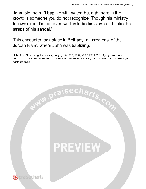 The Testimony Of John The Baptist (John 1) Reading (Scripture)