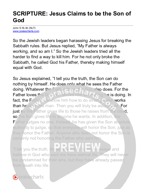 Jesus Claims To Be The Son Of God (John 6) Reading (Scripture)