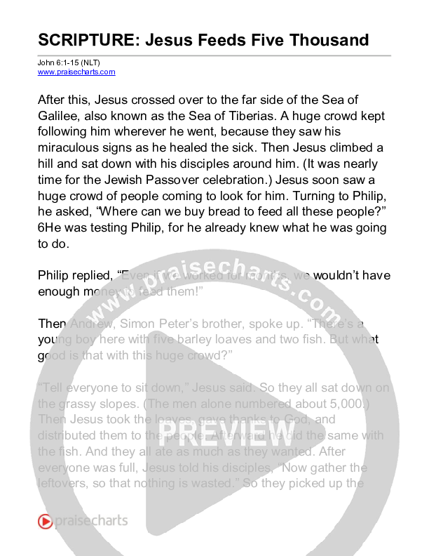 Jesus Feeds Five Thousand (John 6) Reading (Scripture)
