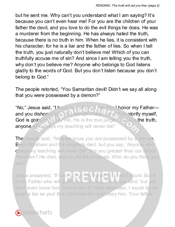 The Truth Will Set You Free (John 8) Reading (Scripture)