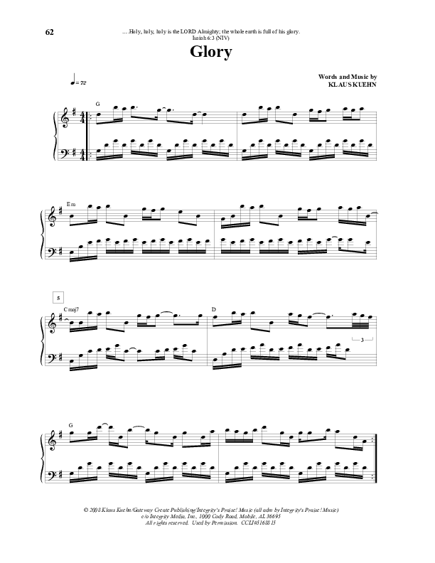 Glory Lead & Piano (Klaus)