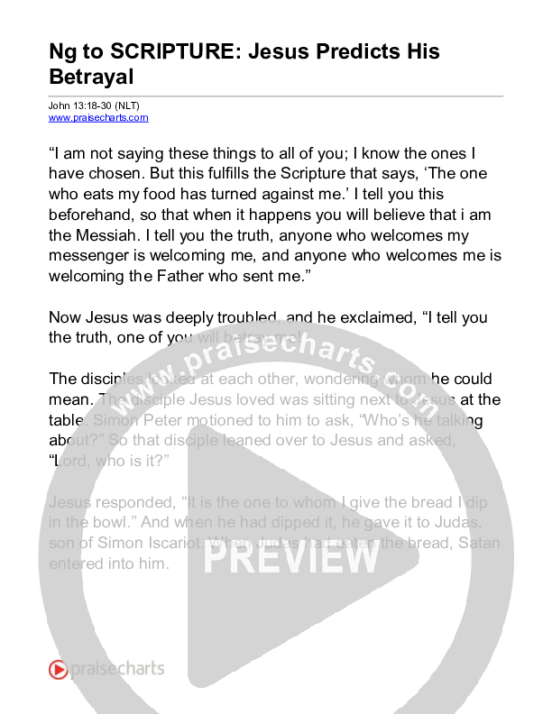 Jesus Predicts His Betrayal (John 13) Reading (Scripture)