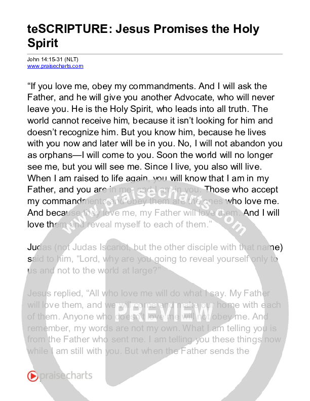 Jesus Promises The Holy Spirit (John 14) Reading (Scripture)