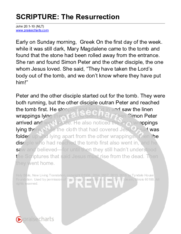 The Resurrection (John 20) Reading (Scripture)