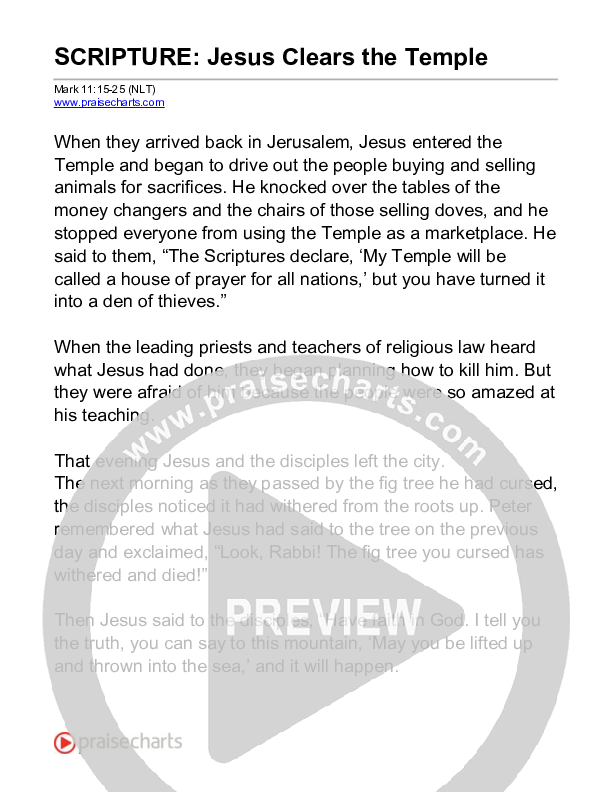 Jesus Clears The Temple (Mark 11) Reading (Scripture)