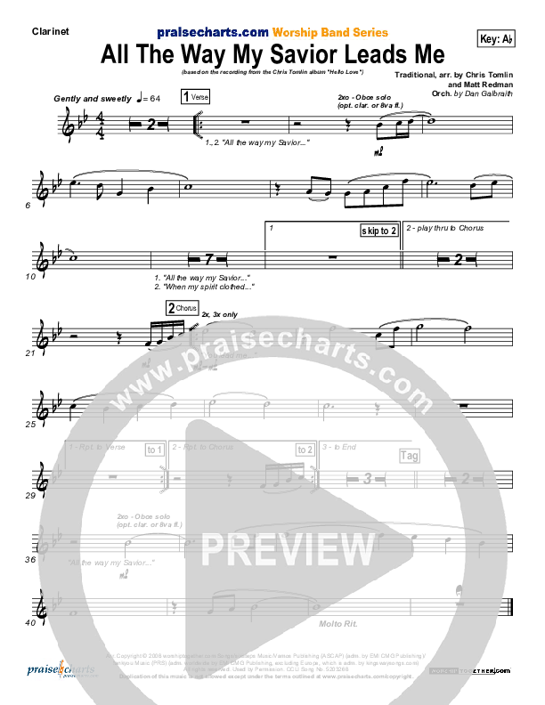 All The Way My Savior Leads Me Clarinet (Chris Tomlin)