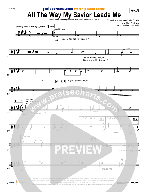 All The Way My Savior Leads Me Viola (Chris Tomlin)