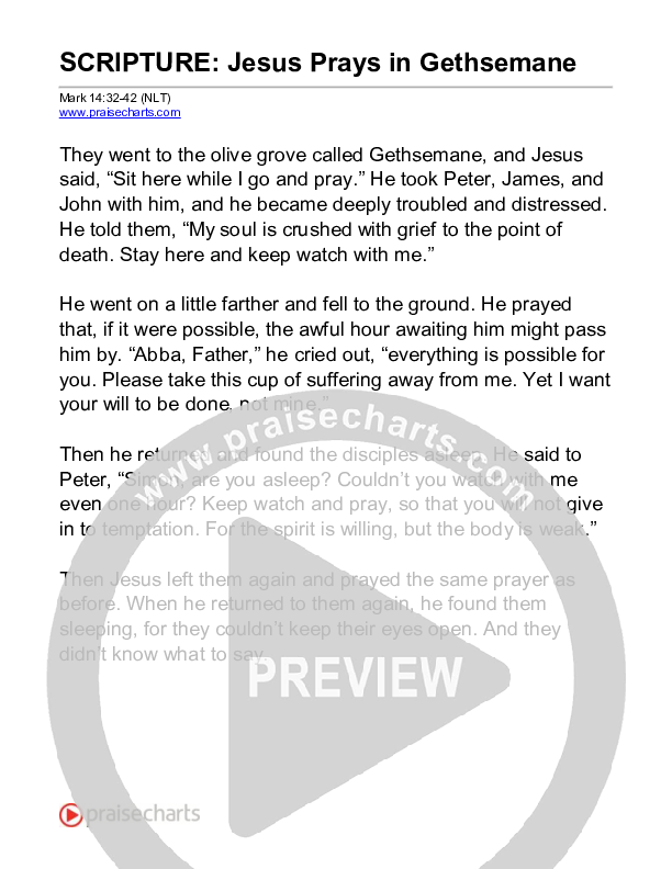 Jesus Prays In Gethsemane (Mark 14) Reading (Scripture)