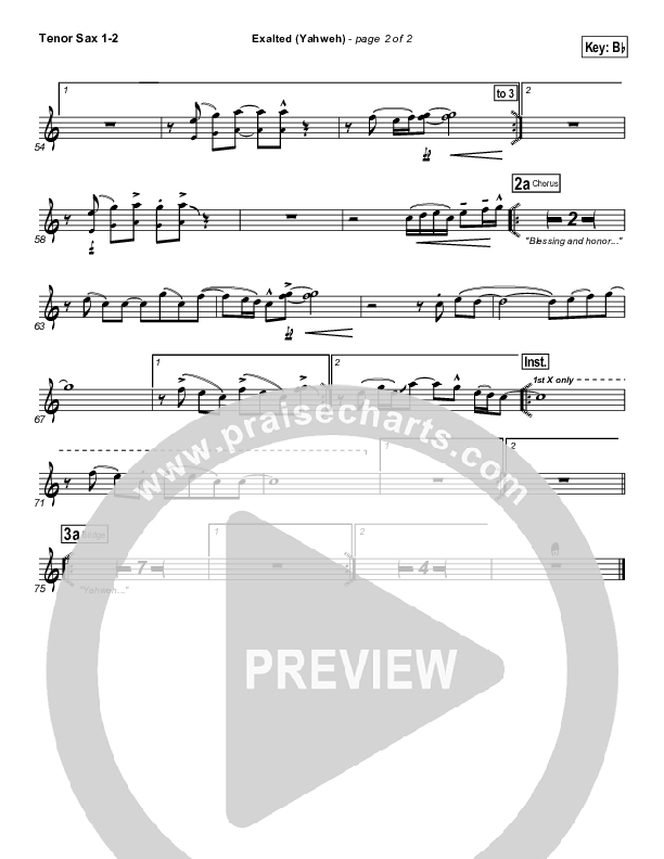 Exalted (Yahweh) Tenor Sax 1/2 (Chris Tomlin)