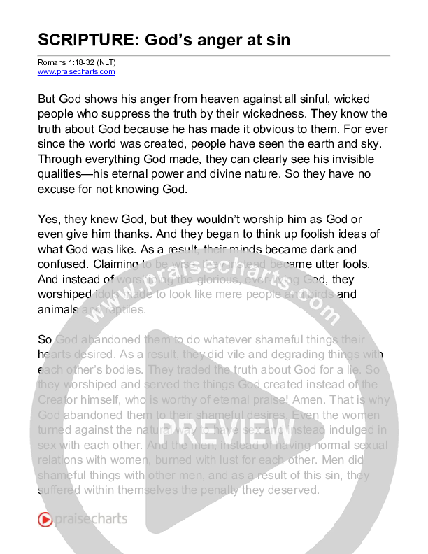 God's Anger At Sin (Romans 1) Reading (Scripture)