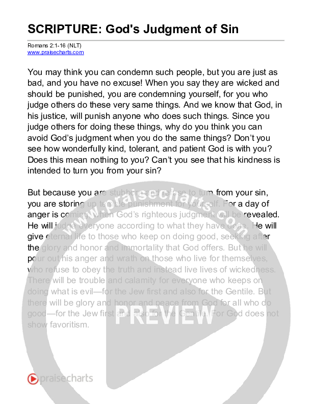 God's Judgment Of Sin (Romans 2) Reading (Scripture)