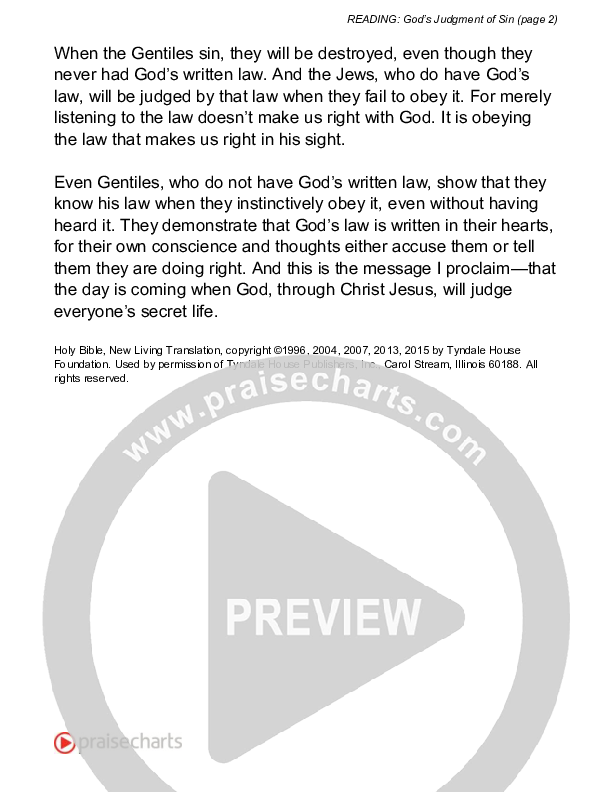 God's Judgment Of Sin (Romans 2) Reading (Scripture)