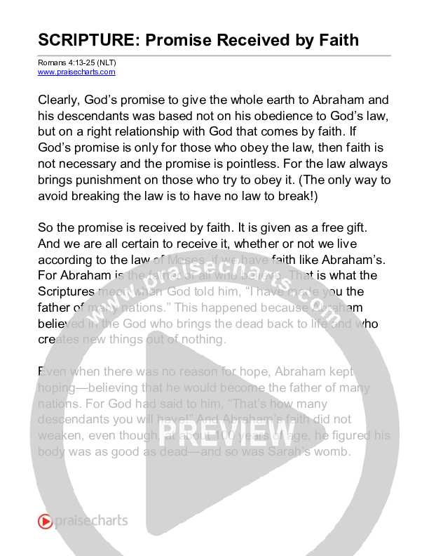Promise Received By Faith (Romans 4) Reading (Scripture)