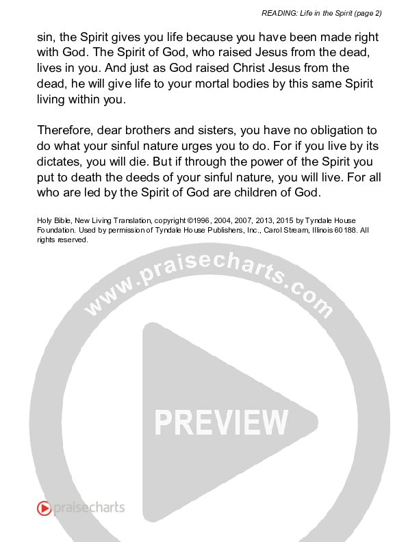 Life In The Spirit (Romans 8) Reading (Scripture)