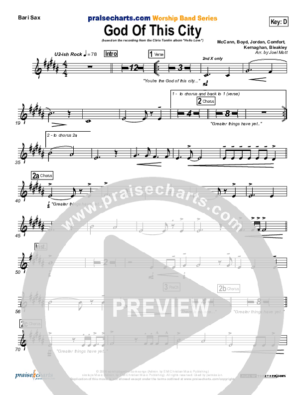 God Of This City Bari Sax (Chris Tomlin)