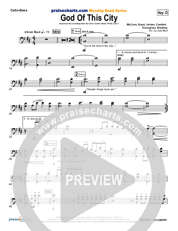 God Of This City Cello/Bass (Chris Tomlin)