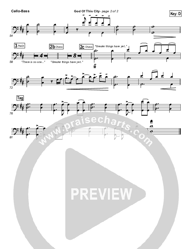 God Of This City Cello/Bass (Chris Tomlin)