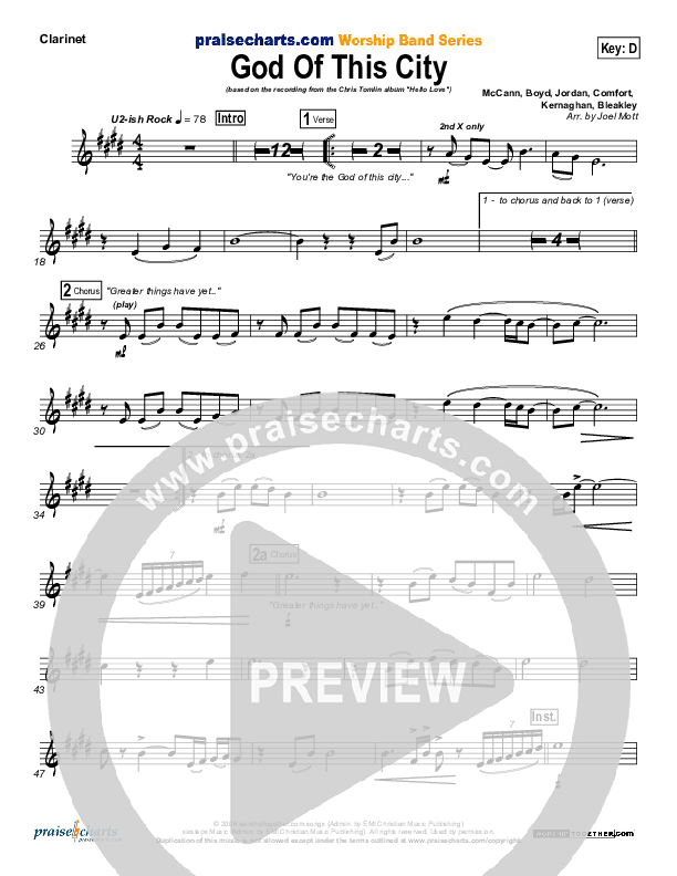 God Of This City Clarinet (Chris Tomlin)