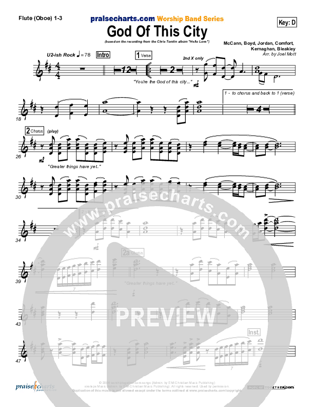 God Of This City Flute/Oboe 1/2/3 (Chris Tomlin)