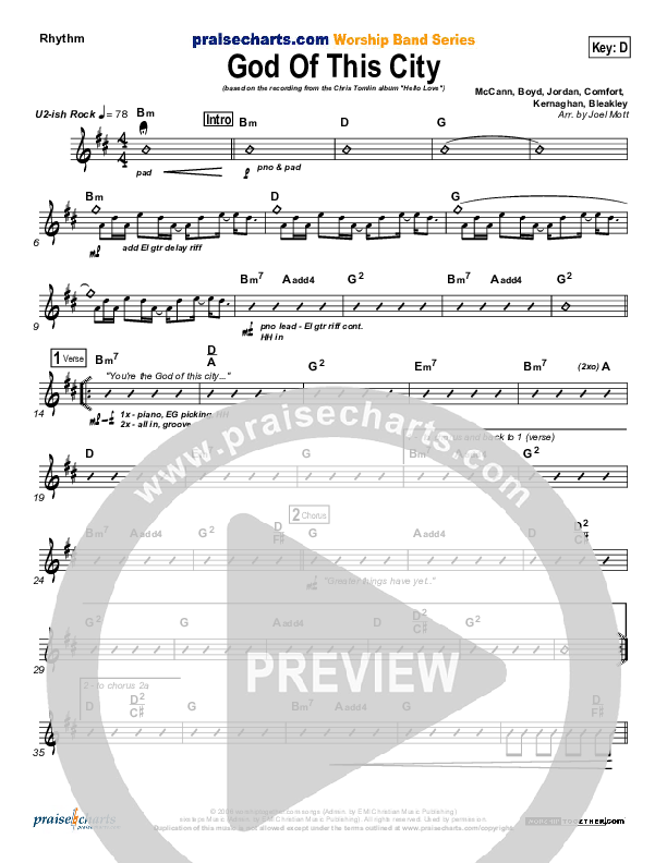 God Of This City Rhythm Chart (Chris Tomlin)