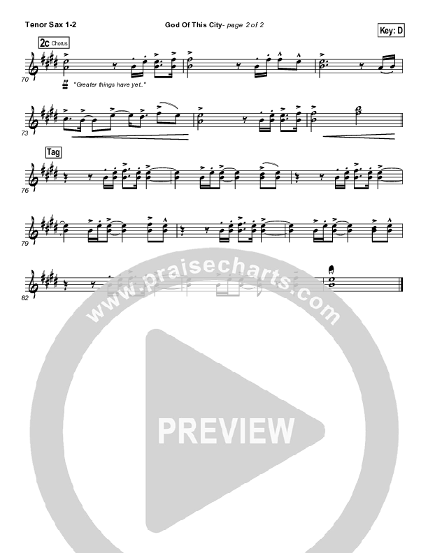 God Of This City Tenor Sax 1/2 (Chris Tomlin)