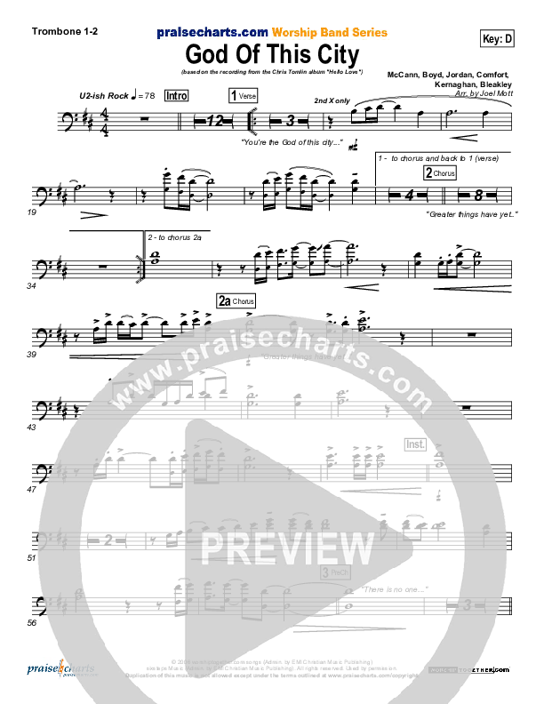 God Of This City Trombone 1/2 (Chris Tomlin)