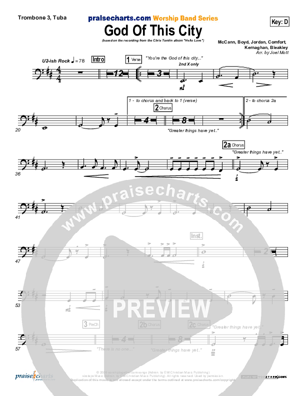 God Of This City Trombone 3/Tuba (Chris Tomlin)