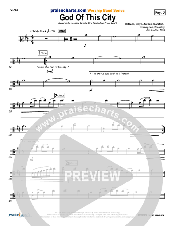 God Of This City Viola (Chris Tomlin)