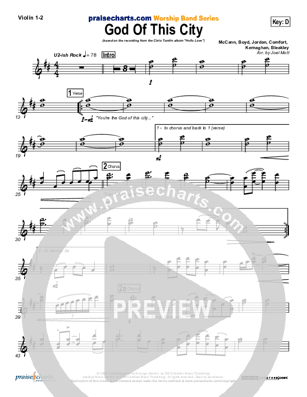 God Of This City Violin 1/2 (Chris Tomlin)