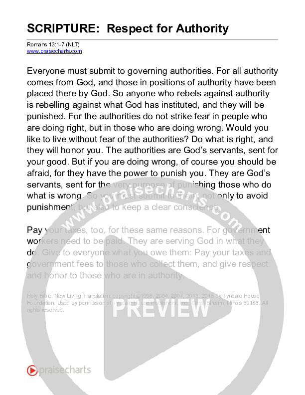Respect For Authority (Romans 13) Reading (Scripture)