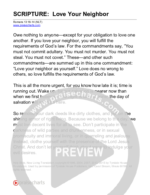 Love Your Neighbor (Romans 13) Reading (Scripture)