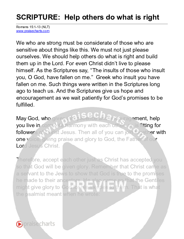 Help Others Do What Is Right (Romans 15) Reading (Scripture)