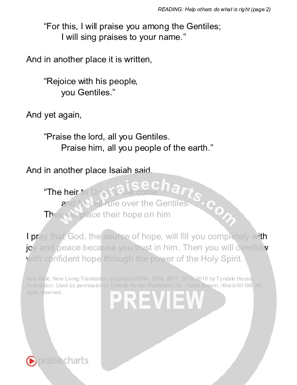 Help Others Do What Is Right (Romans 15) Reading (Scripture)