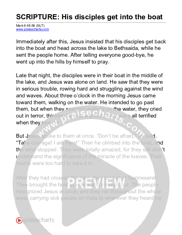 His Disciples Get Into The Boat (Mark 6) Reading (Scripture)