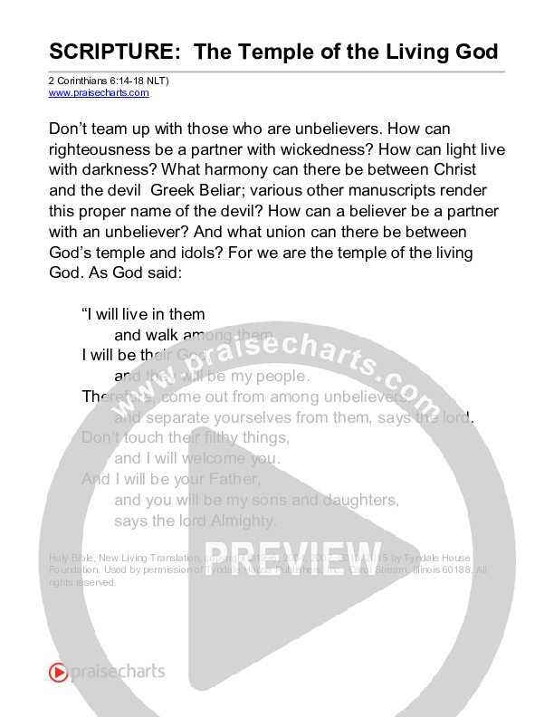 The Temple Of The Living God (2 Corinthians 6) Reading (Scripture)