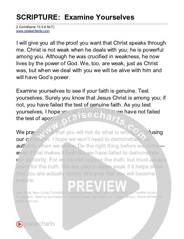 Examine Yourselves (2 Corinthians 13) Reading (Scripture)