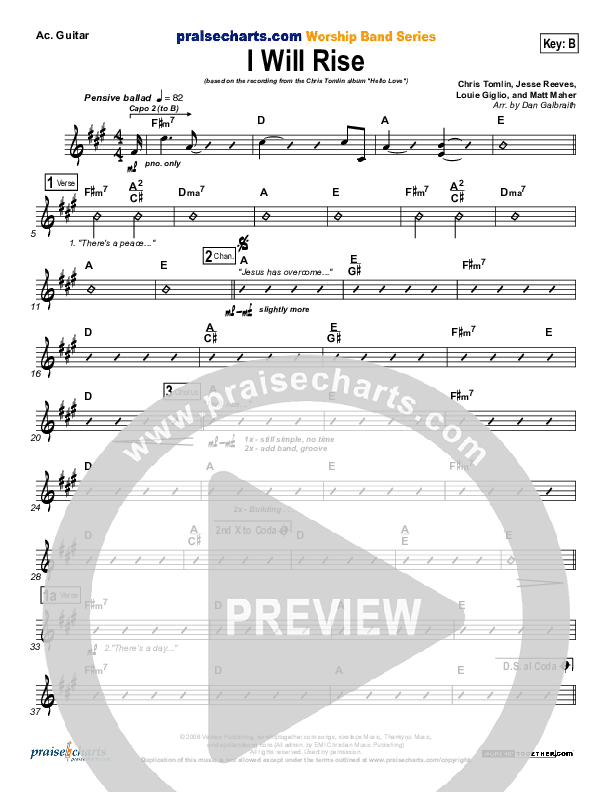 I Will Rise Rhythm Chart (Chris Tomlin)