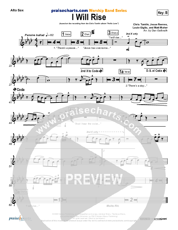 I Will Rise Alto Sax (Chris Tomlin)