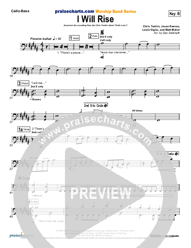 I Will Rise Cello/Bass (Chris Tomlin)
