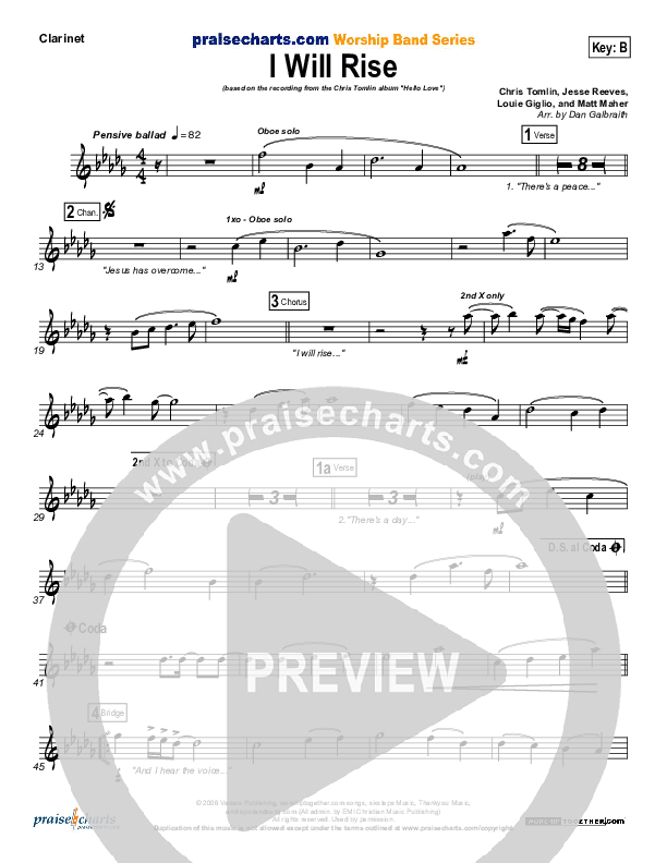 I Will Rise Clarinet (Chris Tomlin)