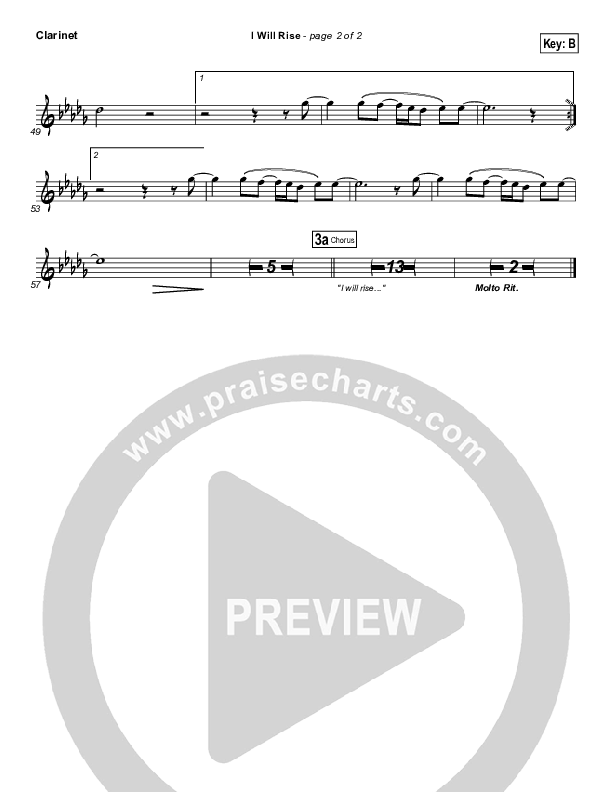 I Will Rise Clarinet (Chris Tomlin)