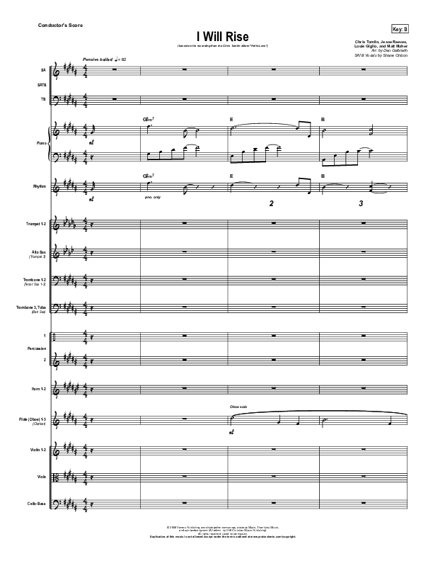 I Will Rise Conductor's Score (Chris Tomlin)