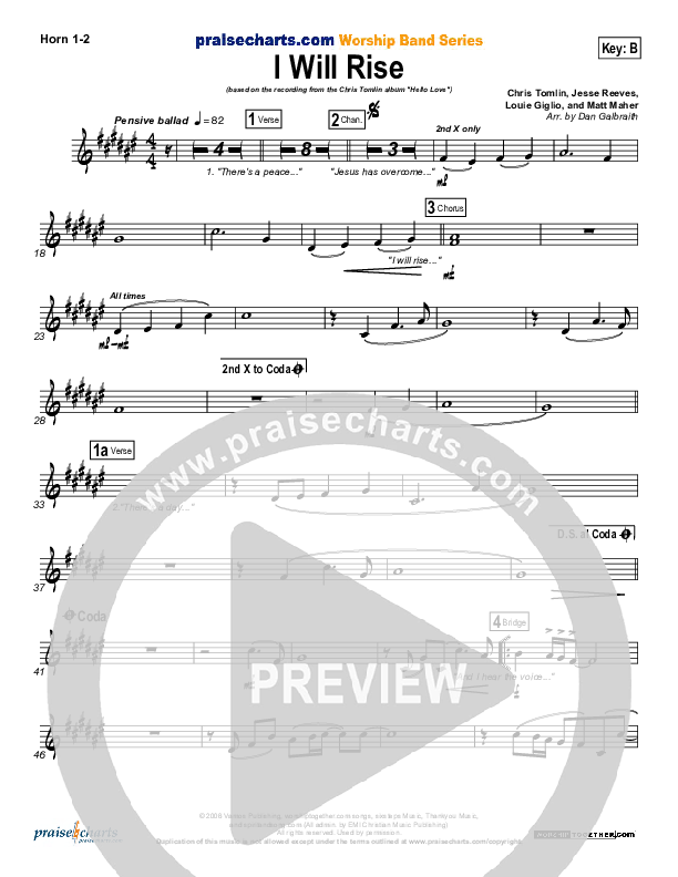 I Will Rise French Horn 1/2 (Chris Tomlin)