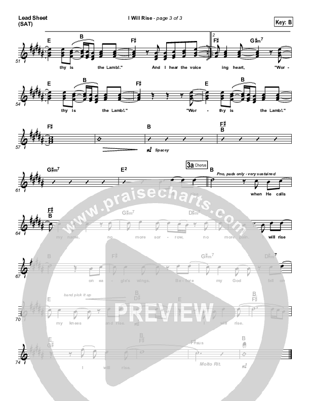 I Will Rise Lead Sheet (SAT) (Chris Tomlin)