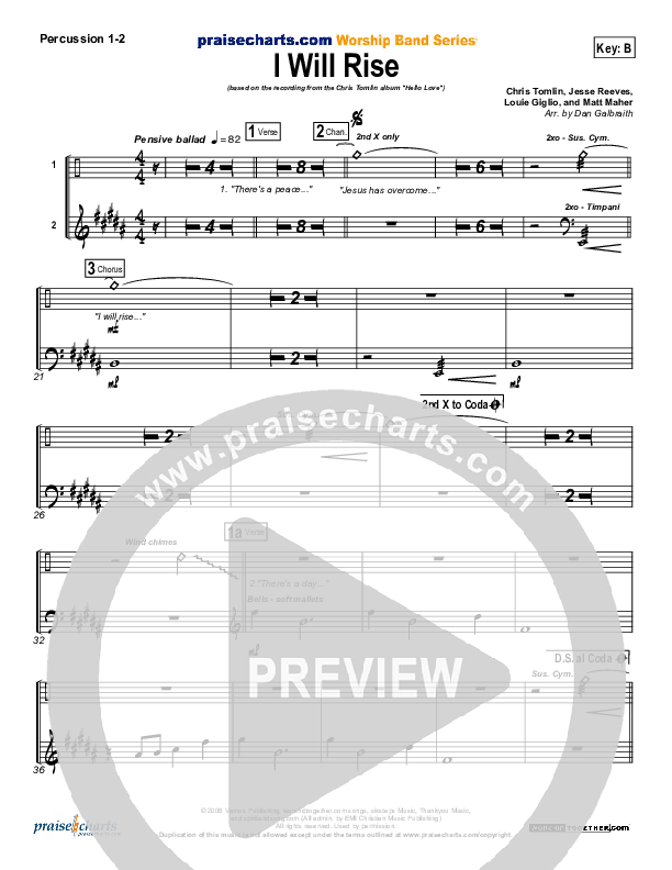 I Will Rise Percussion (Chris Tomlin)