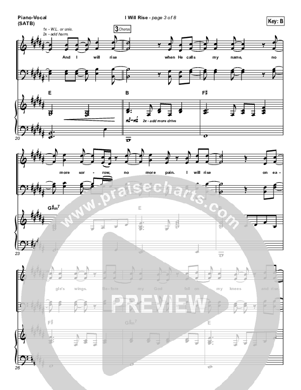 I Will Rise Piano/Vocal (SATB) (Chris Tomlin)